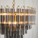 Hanging Ceiling Pendant Light - Satin brass plate & smokey grey lustre glass - 12 x 3W LED G9