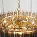 Hanging Ceiling Pendant Light - Satin brass plate & smokey grey lustre glass - 12 x 3W LED G9