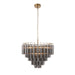 2 PACK Hanging Ceiling Pendant Light - Satin brass plate & smokey grey lustre glass - 12 x 3W LED G9