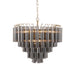 Hanging Ceiling Pendant Light - Satin brass plate & smokey grey lustre glass - 12 x 3W LED G9