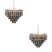 2 PACK Hanging Ceiling Pendant Light - Satin brass plate & smokey grey lustre glass - 12 x 3W LED G9