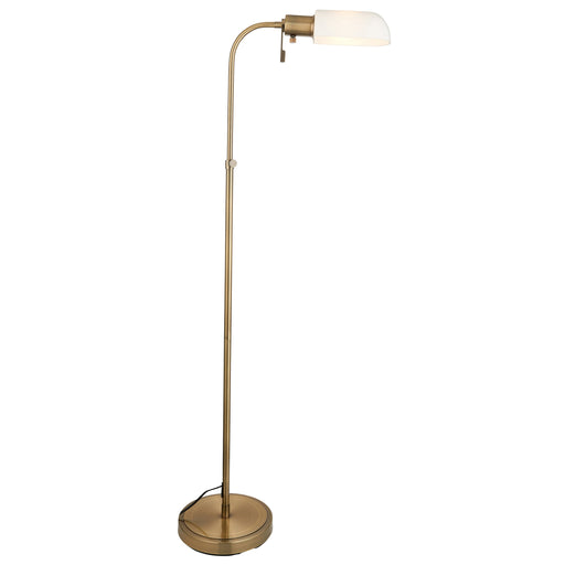 1400mm Tall Floor Lamp - Antique brass plate & opal glass - 10W LED E27