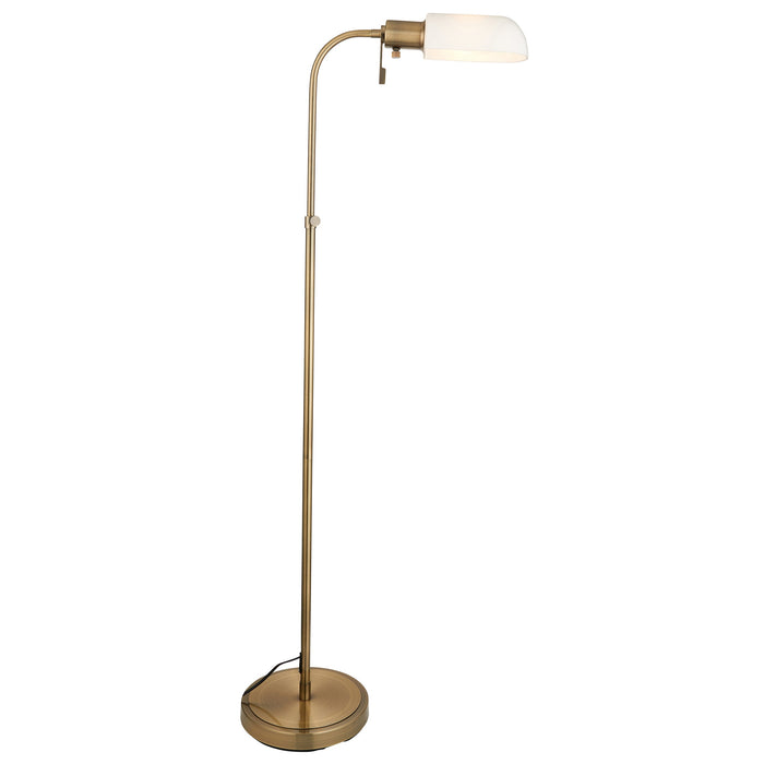 1400mm Tall Floor Lamp - Antique brass plate & opal glass - 10W LED E27