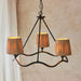 Hanging Ceiling Pendant Light - Matt black & natural raffia - 3 x 6W LED E14