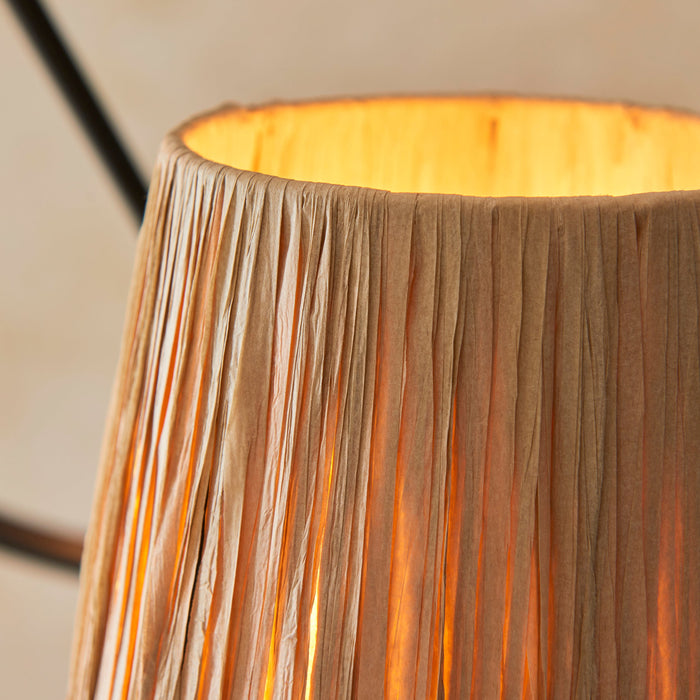 Hanging Ceiling Pendant Light - Matt black & natural raffia - 3 x 6W LED E14