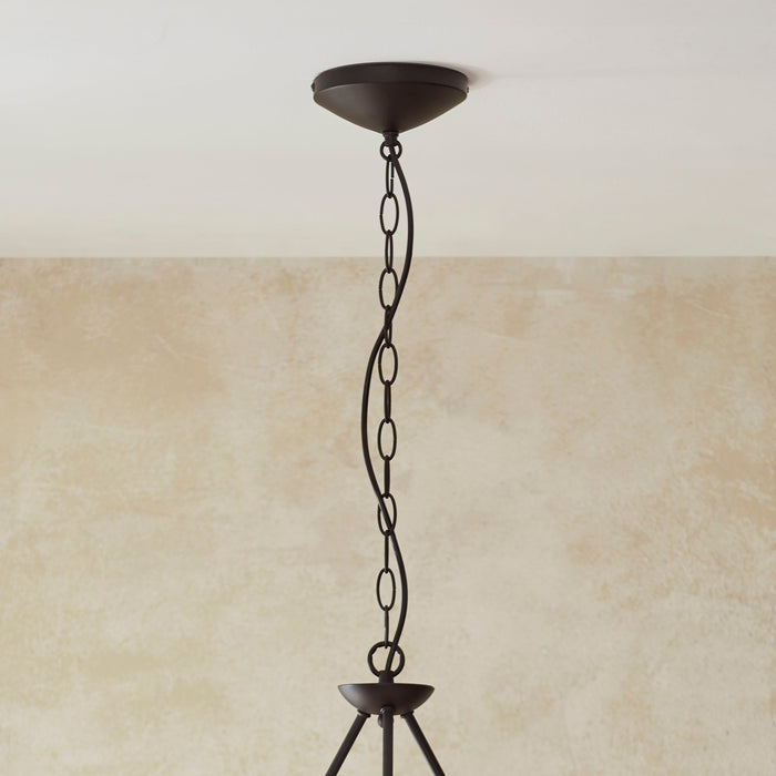 2 PACK Hanging Ceiling Pendant Light - Matt black & natural raffia - 3 x 6W LED E14