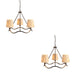 2 PACK Hanging Ceiling Pendant Light - Matt black & natural raffia - 3 x 6W LED E14