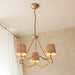 2 PACK Hanging Ceiling Pendant Light - Brushed aged brass plate & natural raffia - 3 x 6W LED E14