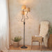 2 PACK 1560mm Tall Floor Lamp - Matt black & natural raffia - 3 x 7W LED E14