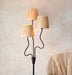 2 PACK 1560mm Tall Floor Lamp - Matt black & natural raffia - 3 x 7W LED E14
