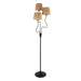 1560mm Tall Floor Lamp - Matt black & natural raffia - 3 x 7W LED E14