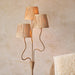 1560mm Tall Floor Lamp - Brushed aged brass plate & natural raffia - 3 x 7W LED E14