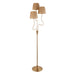 2 PACK 1560mm Tall Floor Lamp - Brushed aged brass plate & natural raffia - 3 x 7W LED E14