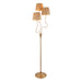 1560mm Tall Floor Lamp - Brushed aged brass plate & natural raffia - 3 x 7W LED E14