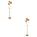 2 PACK 1560mm Tall Floor Lamp - Brushed aged brass plate & natural raffia - 3 x 7W LED E14