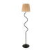 1500mm Tall Floor Lamp - Matt black & natural raffia - 40W E27 GLS
