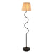 1500mm Tall Floor Lamp - Matt black & natural raffia - 40W E27 GLS