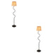 2 PACK 1500mm Tall Floor Lamp - Matt black & natural raffia - 40W E27 GLS
