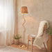 2 PACK 1500mm Tall Floor Lamp - Brushed aged brass plate & natural raffia - 10W LED E27