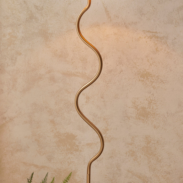 1500mm Tall Floor Lamp - Brushed aged brass plate & natural raffia - 10W LED E27
