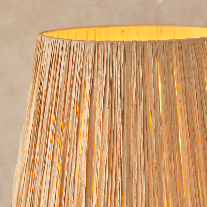 2 PACK 1500mm Tall Floor Lamp - Brushed aged brass plate & natural raffia - 10W LED E27