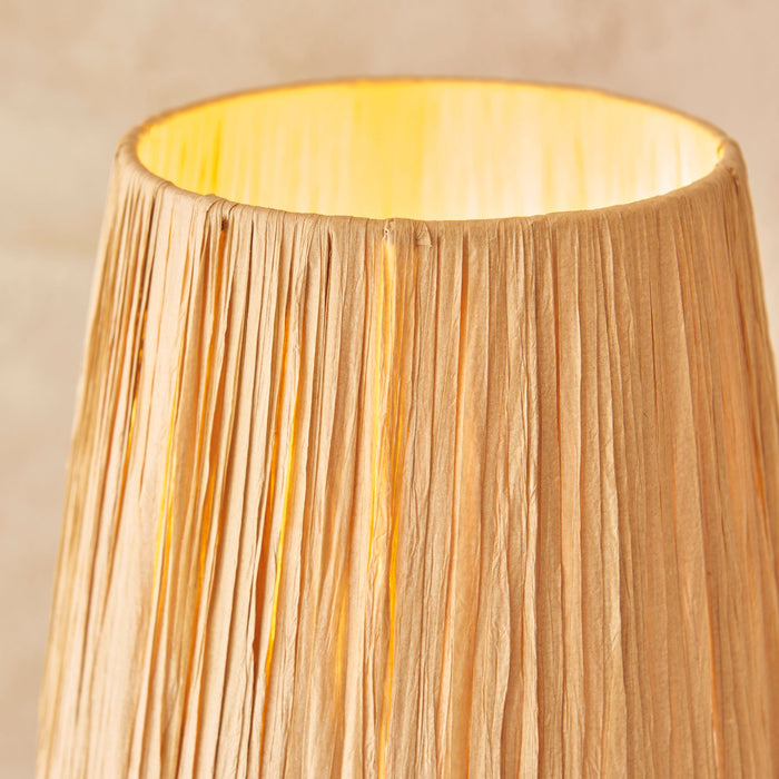 Table Lamp & Shade - Brushed aged brass plate & natural raffia - 7W LED E14