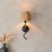 2 PACK Dimmable Wall Light - Matt black & natural raffia - Trendy Wave Arm Bedside Sconce