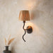 Dimmable Wall Light - Matt black & natural raffia - Trendy Wave Arm Bedside Sconce