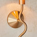 2 PACK Dimmable Wall Light - Brushed aged brass plate & natural raffia - Trendy Wave Arm Bedside Sconce