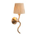 Dimmable Wall Light - Brushed aged brass plate & natural raffia - Trendy Wave Arm Bedside Sconce