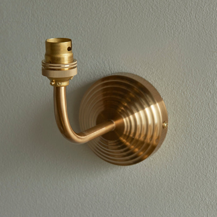 2 PACK Dimmable Wall Light - Brushed aged brass plate - Reeded Rose Arc Arm Sconce - 7W B22 LED