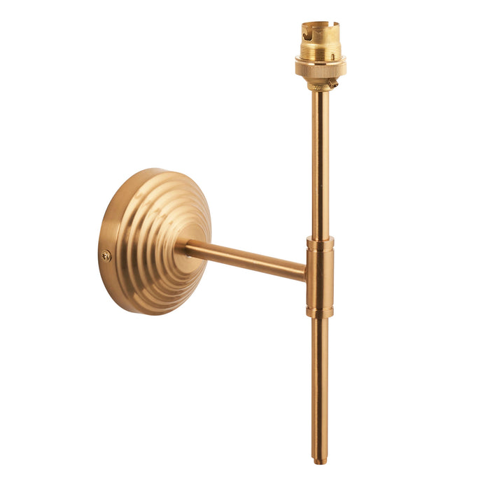 Dimmable Wall Light - Brushed aged brass plate - Reeded Rose T Bar Arm Sconce - 7W B22 LED