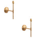 2 PACK Dimmable Wall Light - Brushed aged brass plate - Reeded Rose T Bar Arm Sconce - 7W B22 LED