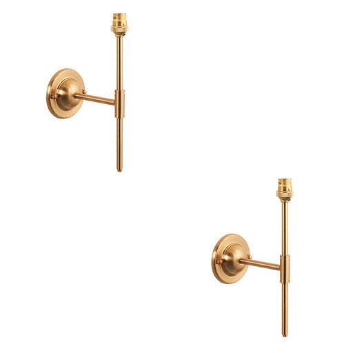 2 PACK Dimmable Wall Light - Brushed aged brass plate - Classic T Bar Arm Sconce - 7W B22 LED