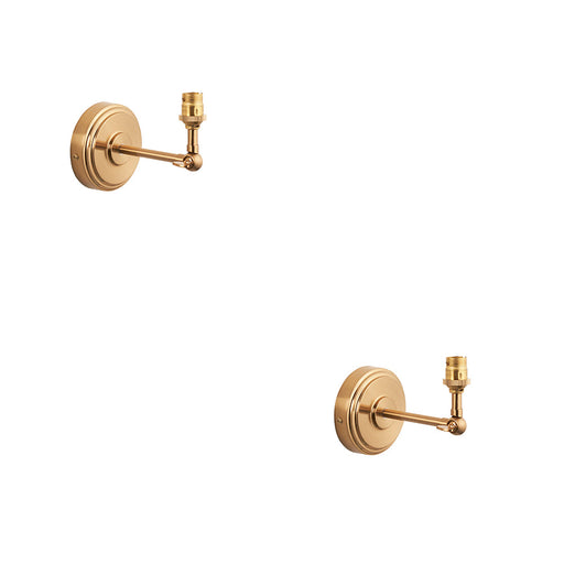 2 PACK Dimmable Wall Light - Brushed aged brass plate - Step Rose Wing Arm Sconce - 7W B22 LED