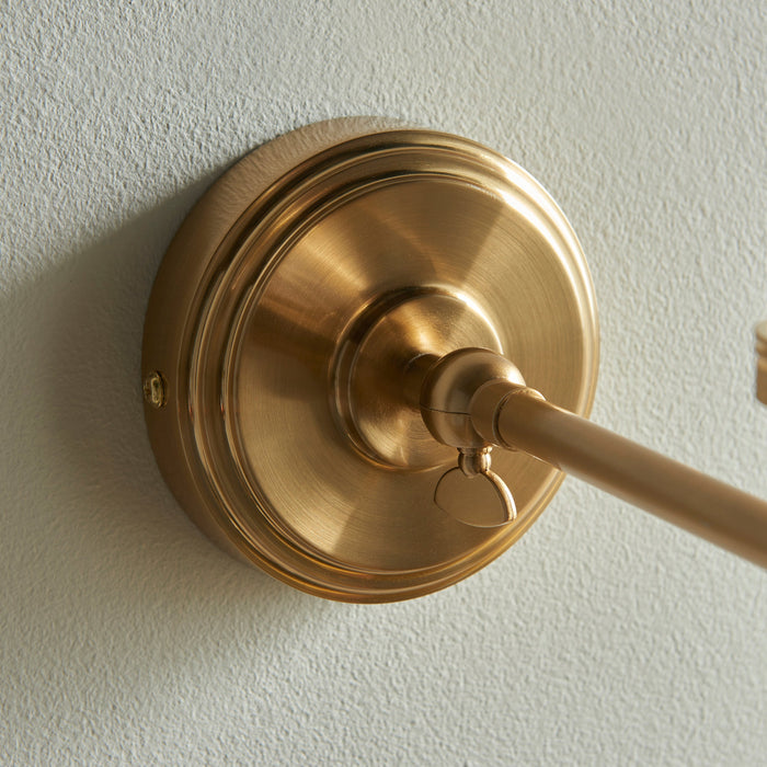 Dimmable Wall Light - Brushed aged brass plate - Step Rose Fold Arm Sconce - 7W B22 LED