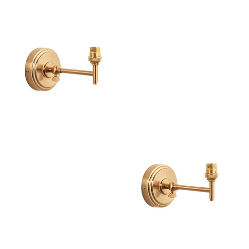 2 PACK Dimmable Wall Light - Brushed aged brass plate - Step Rose Fold Arm Sconce - 7W B22 LED