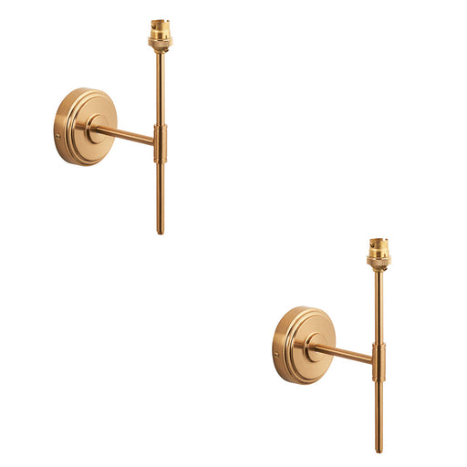 2 PACK Dimmable Wall Light - Brushed aged brass plate - Step Rose T Bar Arm Sconce - 7W B22 LED