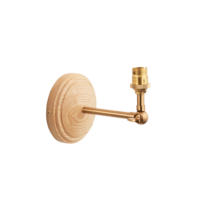 Dimmable Wall Light - Ash & brushed aged brass plate - Wood Rose Wing Arm Sconce - 7W B22 LED