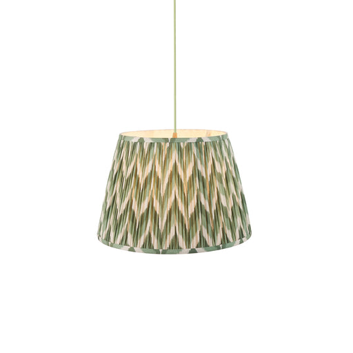 Hanging Ceiling Pendant Light - Brushed aged brass, green flex & Cotswold green fabric - 6W LED B22