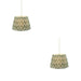 2 PACK Hanging Ceiling Pendant Light - Brushed aged brass, green flex & Cotswold green fabric - 6W LED B22