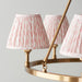 2 PACK Hanging Ceiling Pendant Light - Brushed aged brass plate & peachy keen fabric - 6 x 7W LED B22