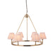 Hanging Ceiling Pendant Light - Brushed aged brass plate & peachy keen fabric - 6 x 7W LED B22