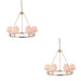 2 PACK Hanging Ceiling Pendant Light - Brushed aged brass plate & peachy keen fabric - 6 x 7W LED B22