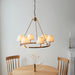 Hanging Ceiling Pendant Light - Brushed aged brass plate & vintage white fabric - 6 x 7W LED B22