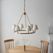 2 PACK Hanging Ceiling Pendant Light - Brushed aged brass plate & vintage white fabric - 6 x 7W LED B22