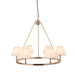 Hanging Ceiling Pendant Light - Brushed aged brass plate & vintage white fabric - 6 x 7W LED B22