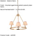 2 PACK Hanging Ceiling Pendant Light - Brushed aged brass plate & peachy keen fabric - 3 x 7W LED B22