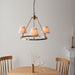 Hanging Ceiling Pendant Light - Brushed aged brass plate & peachy keen fabric - 3 x 7W LED B22
