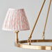 Hanging Ceiling Pendant Light - Brushed aged brass plate & peachy keen fabric - 3 x 7W LED B22